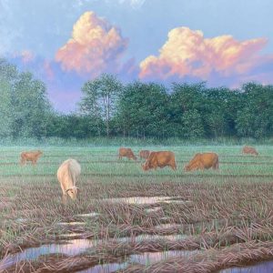 ฝูงวัวกับทุ่งนายามเย็น  (Cattle at Dusk in the Fields)